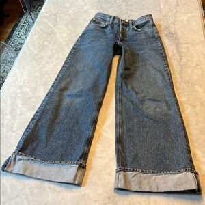 Agolde Dame Cuffed High-Rise Wide Leg Jeans In Control